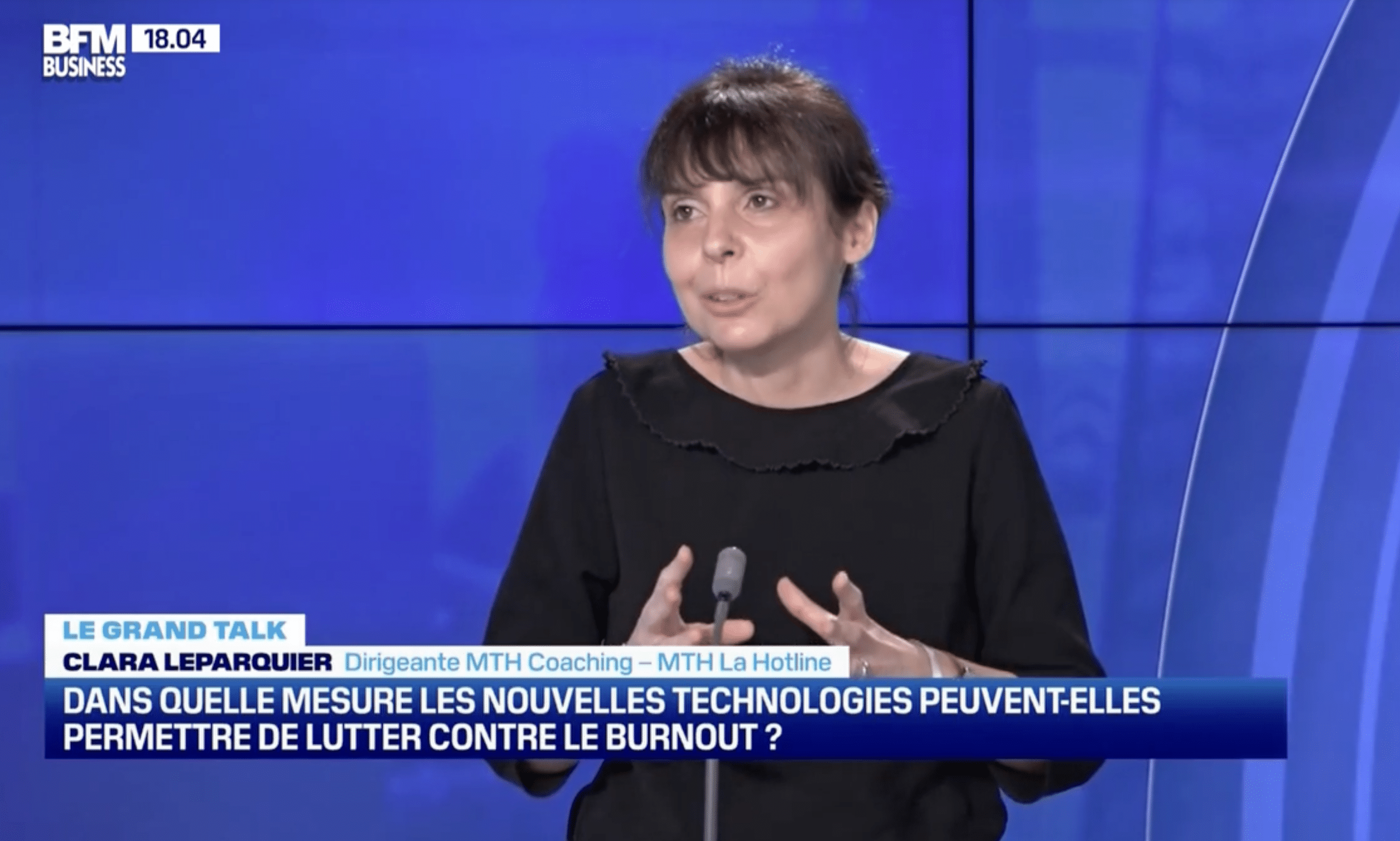 Clara Leparquier interview Tech RH BFM TV présentation MTH Coaching prévention burnout en entreprise pour managers et salariés